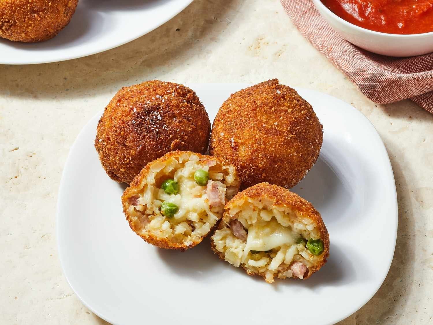 Mini Rice Ball with Marinara Sauce.